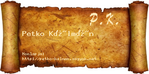 Petko Kálmán névjegykártya